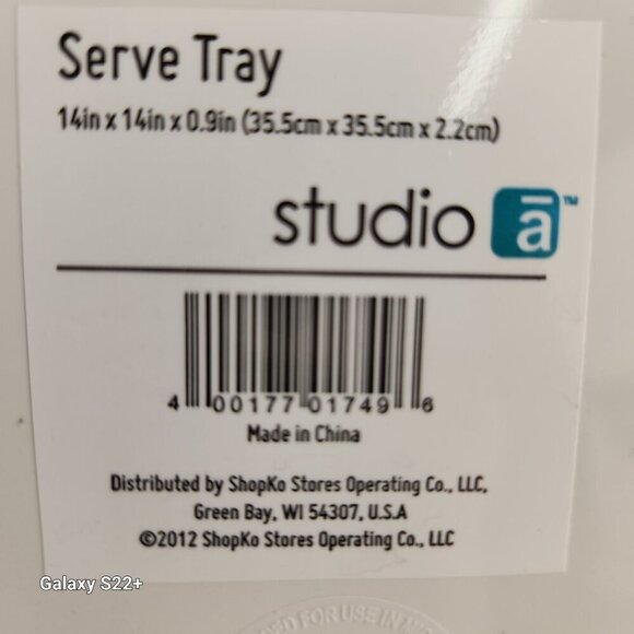 Studio A Melamine Serve Tray Plate 14"x14"x0.9" Blue & Yellow Floral Design Dura - Picture 5 of 5